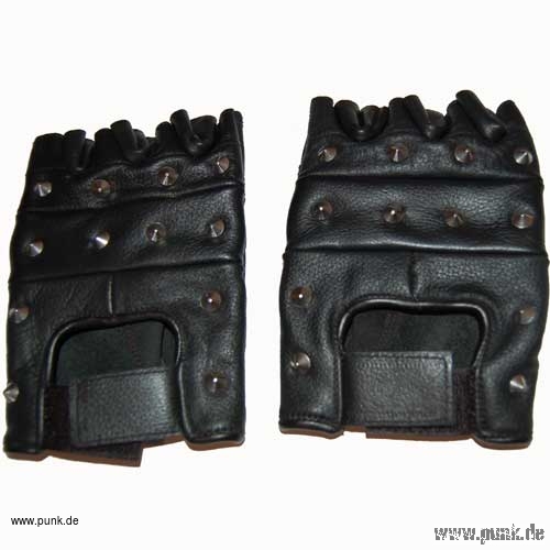 Sexypunk: Fingerlose Leder-Handschuhe mit Nieten