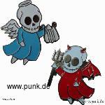 Metallpin-Set: Totenkopfengel und Teufel