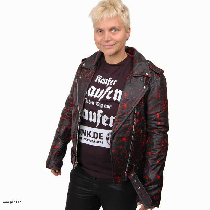 Sexypunk: Schwarze Ladies Lederjacke, mit roten Blutspritzern