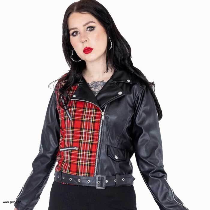 Heartless: ELAINE JACKET - BLACK/RED TARTAN