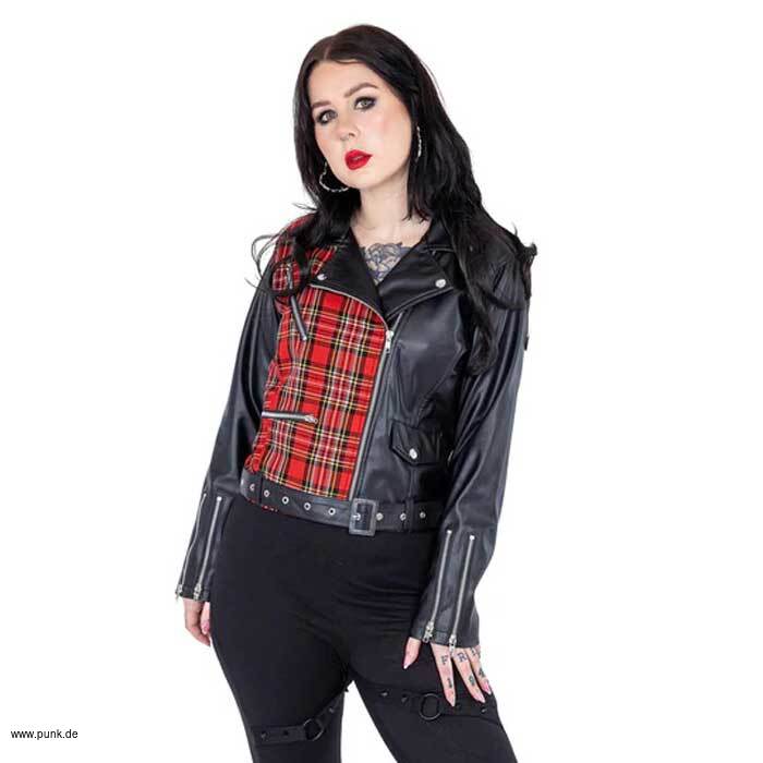 Heartless: ELAINE JACKET - BLACK/RED TARTAN