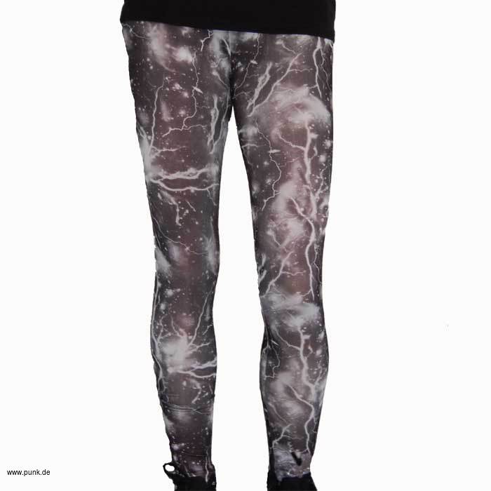 : Leggings: Gewitter/Blitze, schwarz-weiß