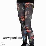 Schwarze Leggings mit bunten Totenköpfen