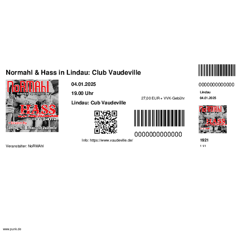 : HardTicket Normahl & Hass in Lindau: Club Vaudeville