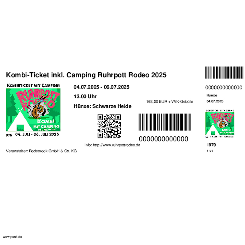 : HardTicket Kombi-Ticket inkl. Camping Ruhrpott Rodeo 2025